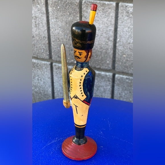 Antique Turned Hand Painted Wooden Armed Decorated Russian Toy Soldier - Picture 7 of 16